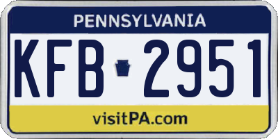 PA license plate KFB2951