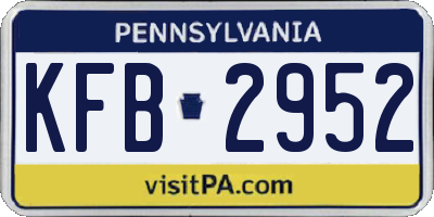 PA license plate KFB2952
