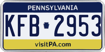 PA license plate KFB2953