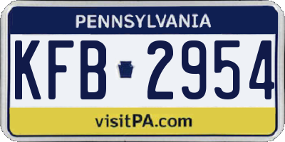 PA license plate KFB2954