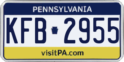PA license plate KFB2955