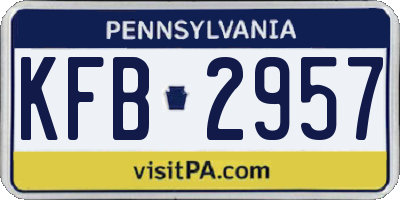 PA license plate KFB2957