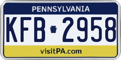 PA license plate KFB2958