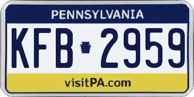 PA license plate KFB2959