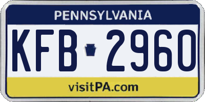 PA license plate KFB2960