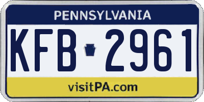 PA license plate KFB2961