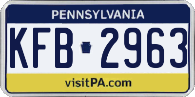 PA license plate KFB2963