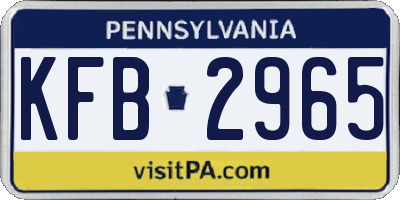 PA license plate KFB2965