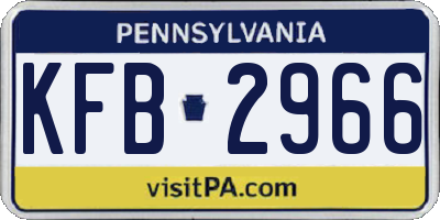 PA license plate KFB2966