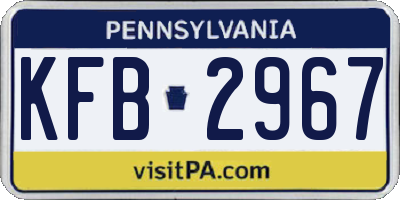 PA license plate KFB2967