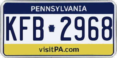 PA license plate KFB2968