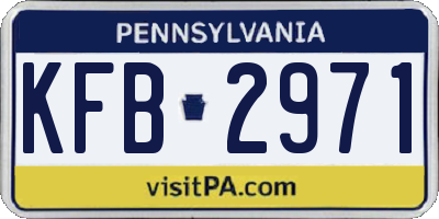 PA license plate KFB2971