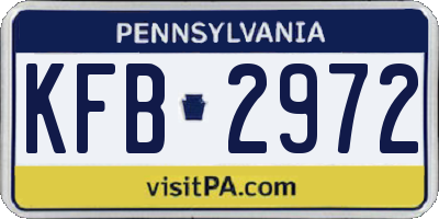 PA license plate KFB2972