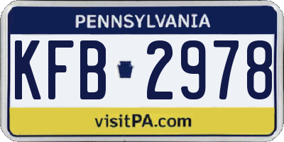 PA license plate KFB2978
