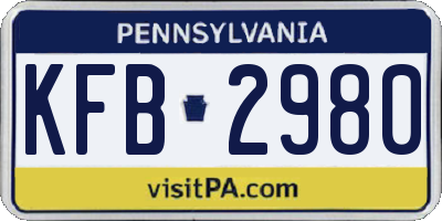 PA license plate KFB2980