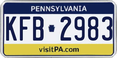PA license plate KFB2983