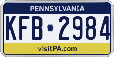 PA license plate KFB2984