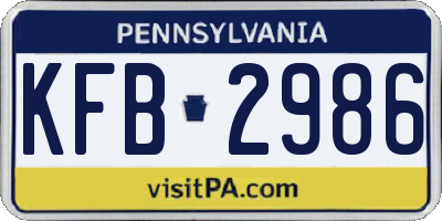 PA license plate KFB2986
