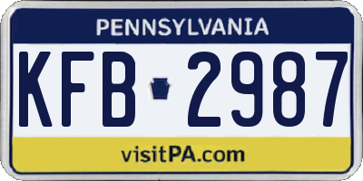 PA license plate KFB2987