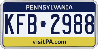 PA license plate KFB2988