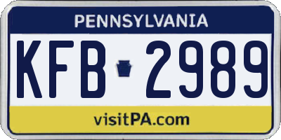 PA license plate KFB2989