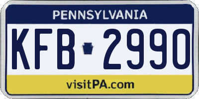 PA license plate KFB2990