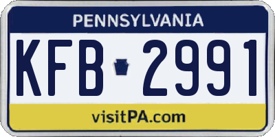 PA license plate KFB2991