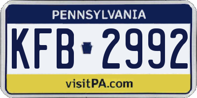 PA license plate KFB2992
