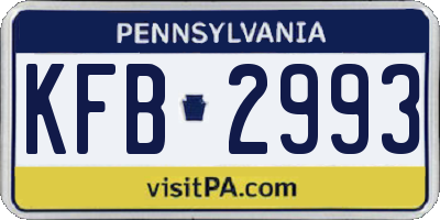 PA license plate KFB2993