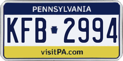 PA license plate KFB2994