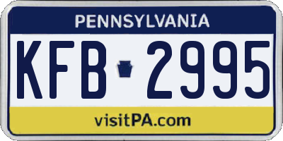 PA license plate KFB2995