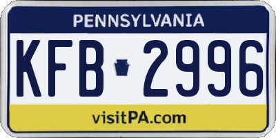 PA license plate KFB2996