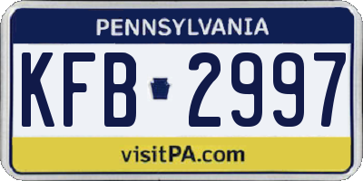 PA license plate KFB2997