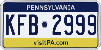 PA license plate KFB2999