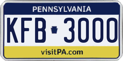 PA license plate KFB3000