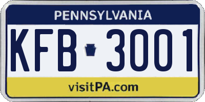 PA license plate KFB3001
