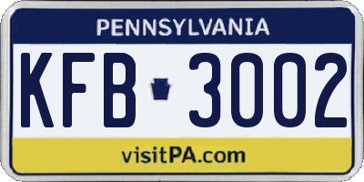 PA license plate KFB3002
