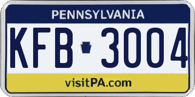 PA license plate KFB3004