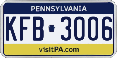 PA license plate KFB3006