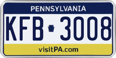 PA license plate KFB3008