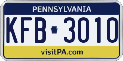 PA license plate KFB3010