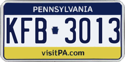 PA license plate KFB3013