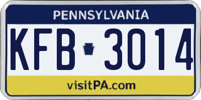 PA license plate KFB3014