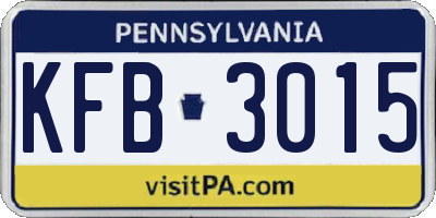 PA license plate KFB3015