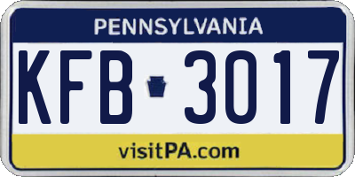 PA license plate KFB3017