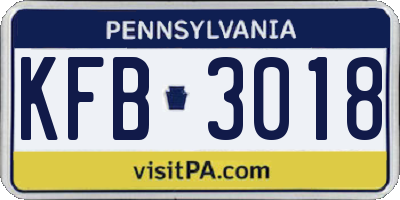 PA license plate KFB3018