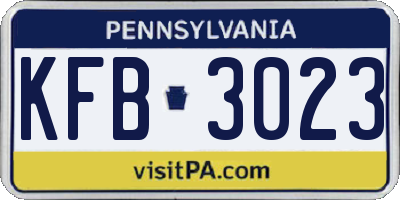 PA license plate KFB3023