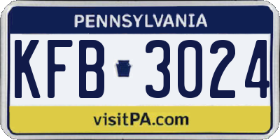 PA license plate KFB3024