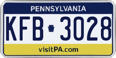 PA license plate KFB3028