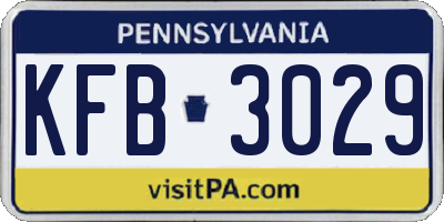 PA license plate KFB3029